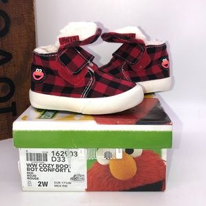 Sesame Street Cookie Monster Red Check Booties -2W